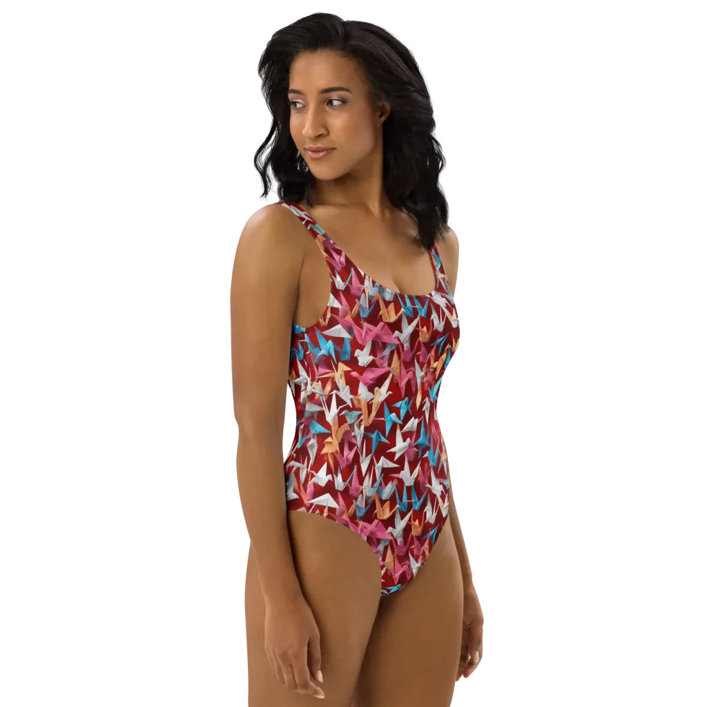 Crane Cascade on One-Piece Swimsuit — Right
