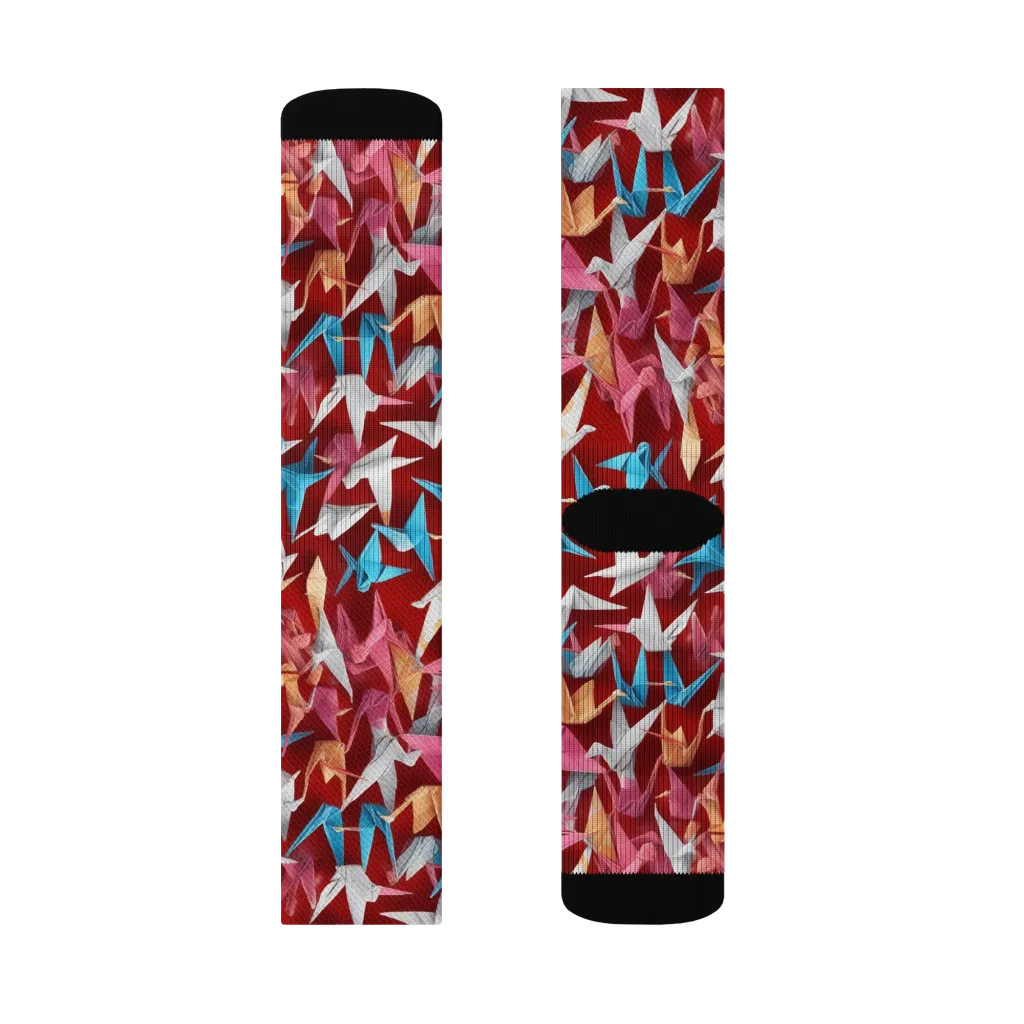 Crane Cascade on Socks — Right Sock