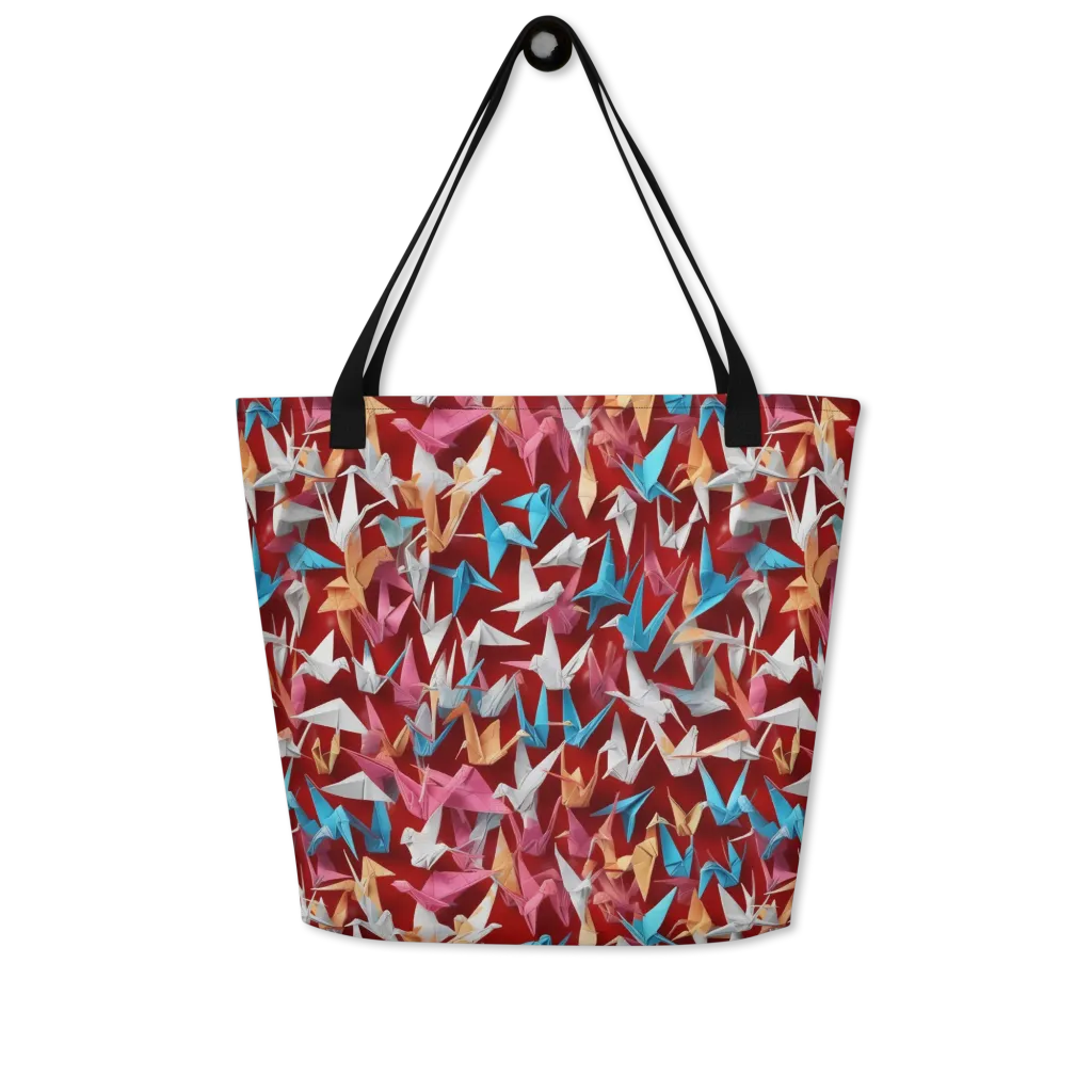 Crane Cascade on Large Tote Bag W/ Pocket — Front