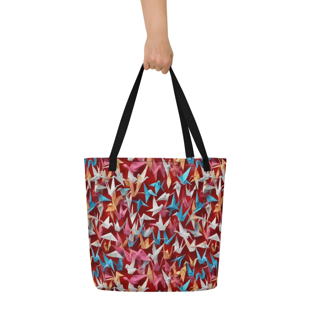 Crane Cascade on Large Tote Bag W/ Pocket — Front
