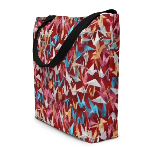 Crane Cascade on a Large Tote Bag W/ Pocket