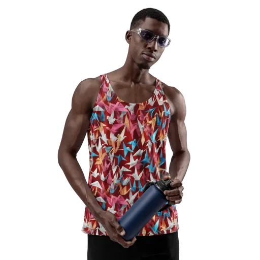 Crane Cascade on a Men's Tank Top