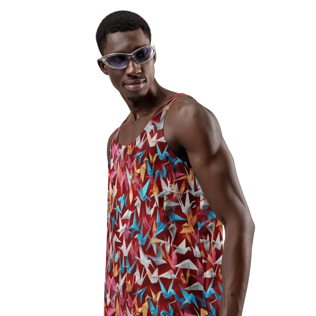 Crane Cascade on Men's Tank Top — Left