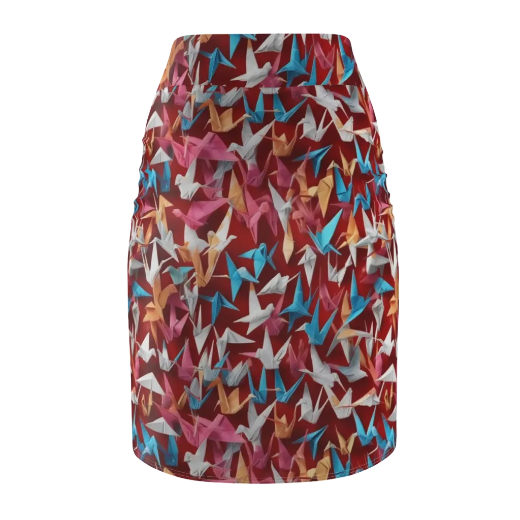 Crane Cascade on Pencil Skirt — Back