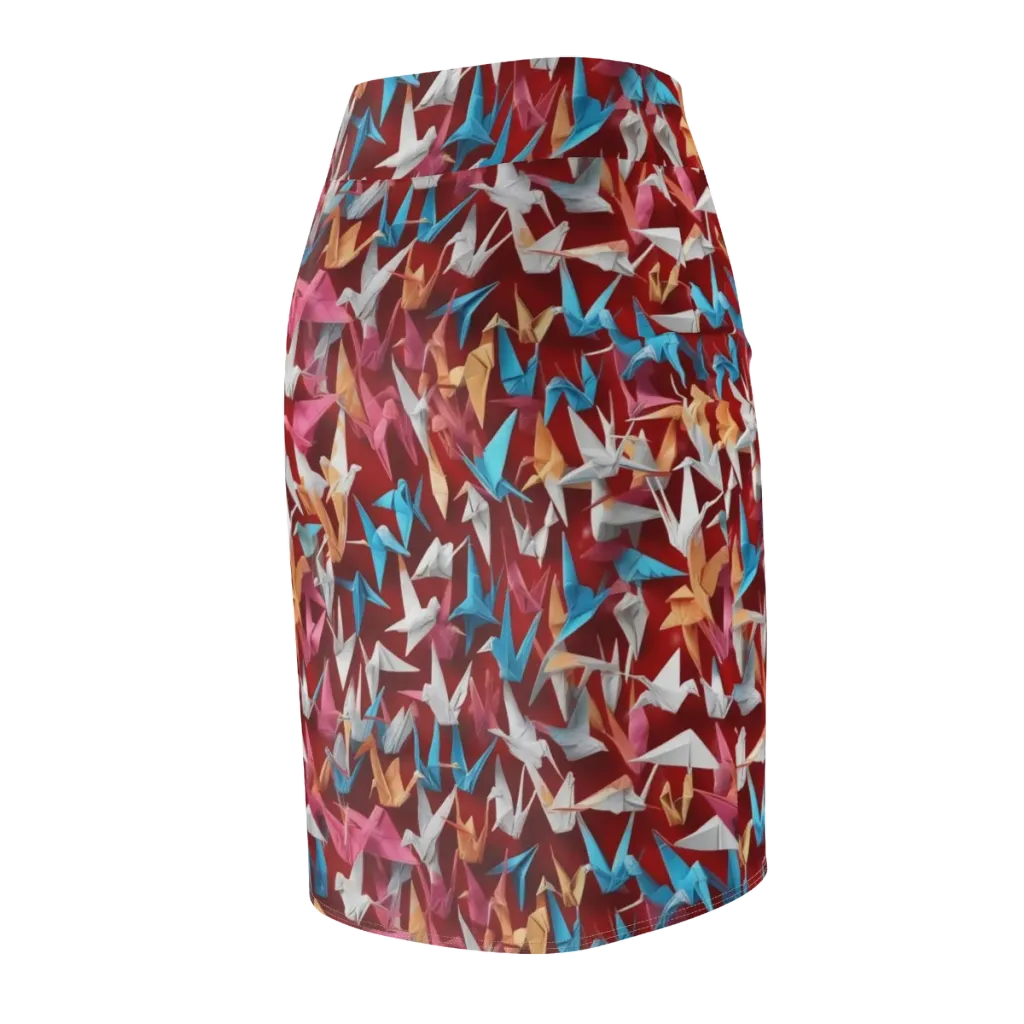 Crane Cascade on Pencil Skirt — Back Side