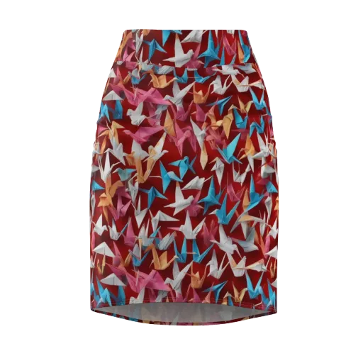 Crane Cascade on a Pencil Skirt