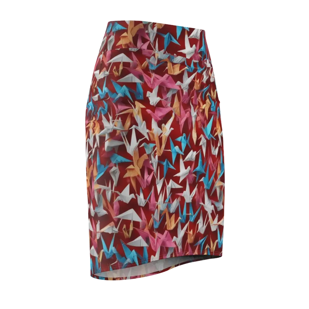 Crane Cascade on Pencil Skirt — Front Side