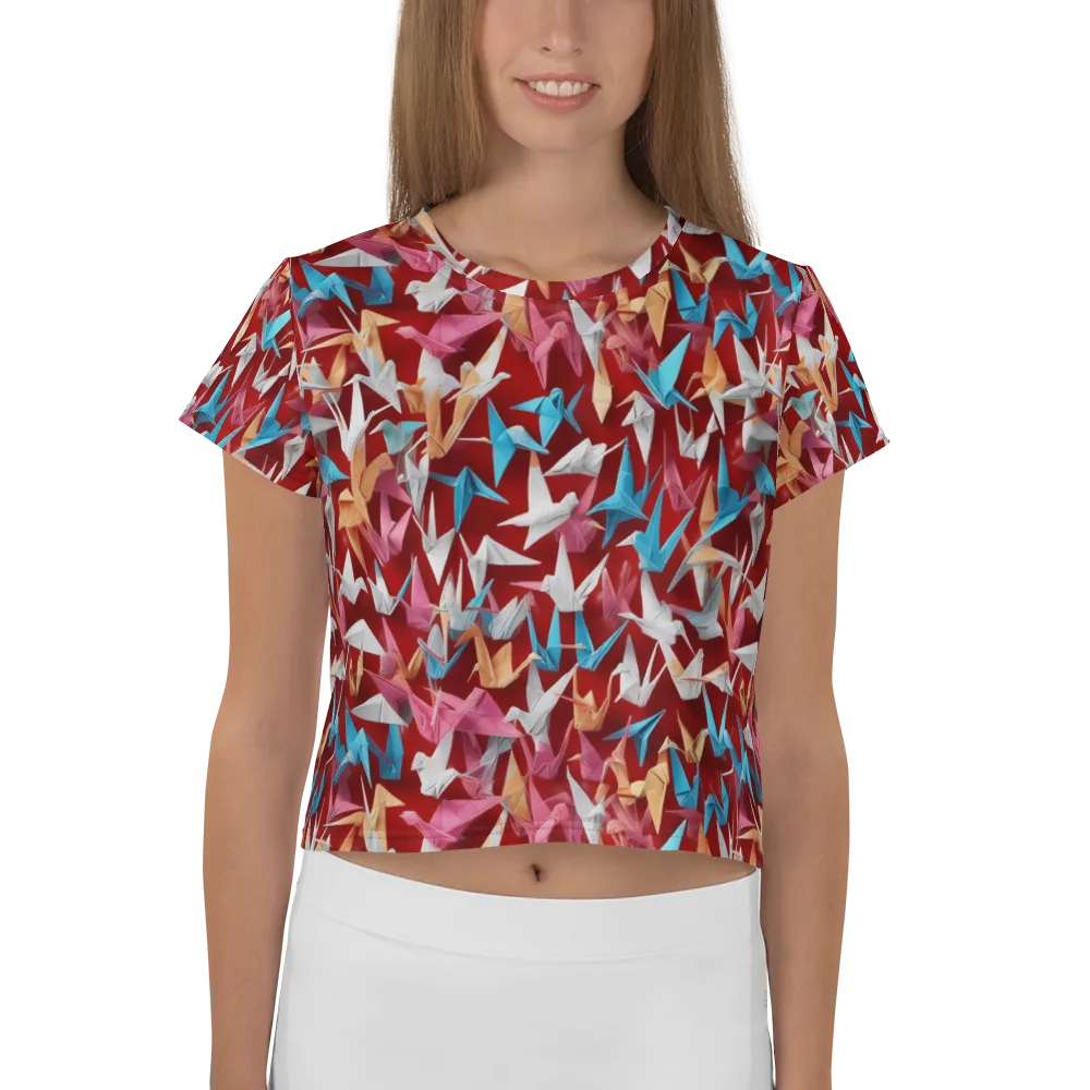 Crane Cascade on Crop Tee — Front