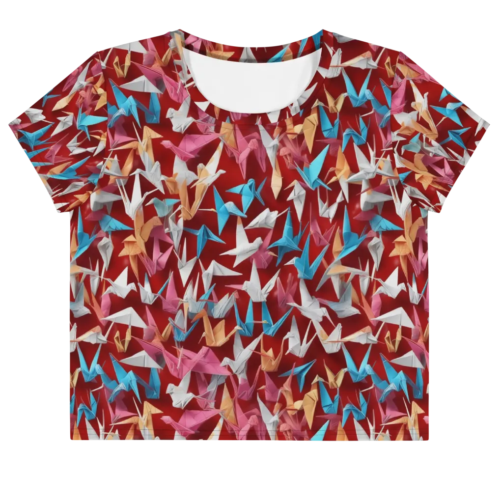 Crane Cascade on Crop Tee — Front