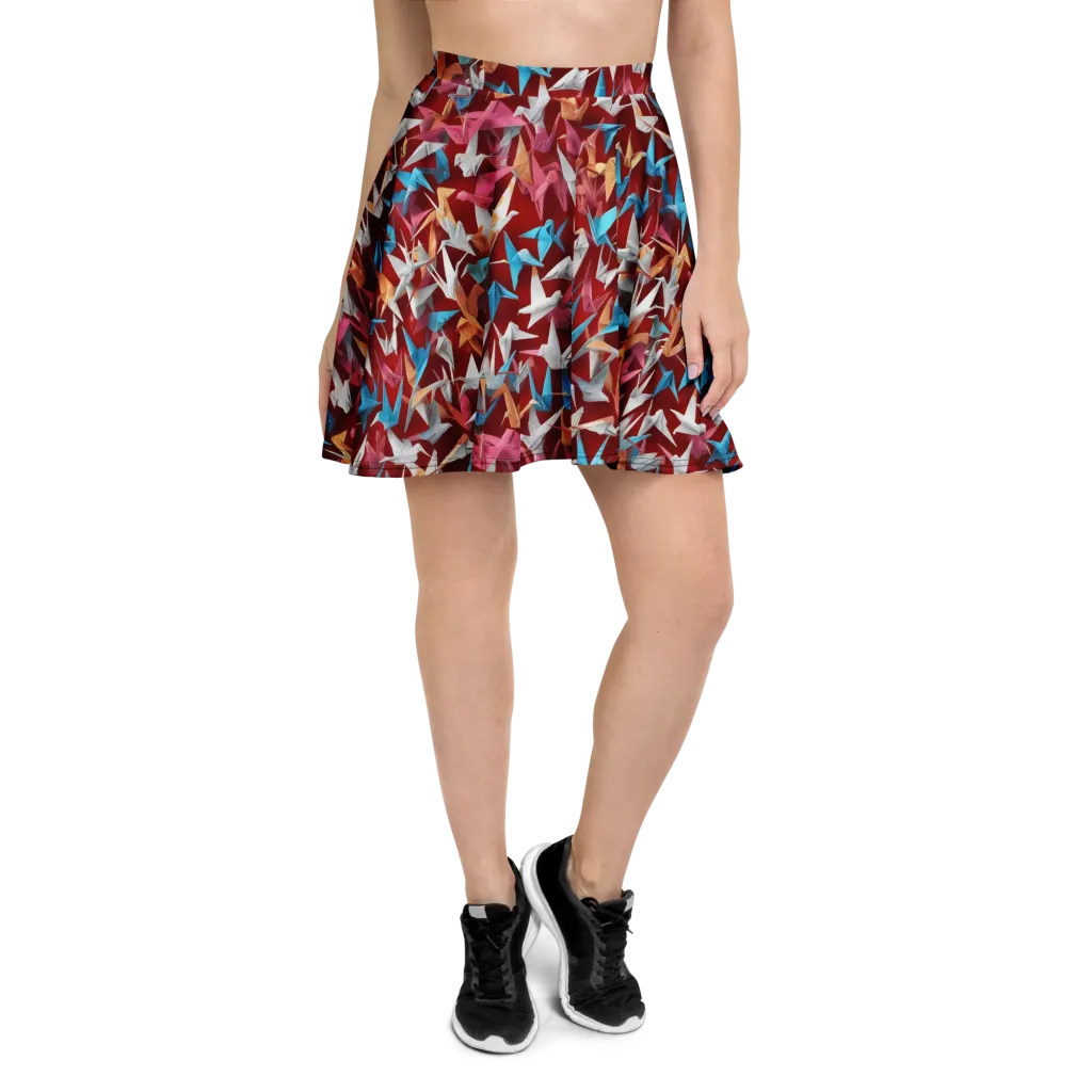 Crane Cascade on Skater Skirt — Front