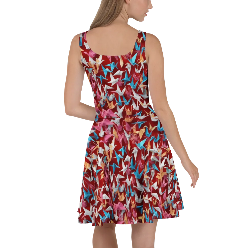 Crane Cascade on Skater Dress — Back