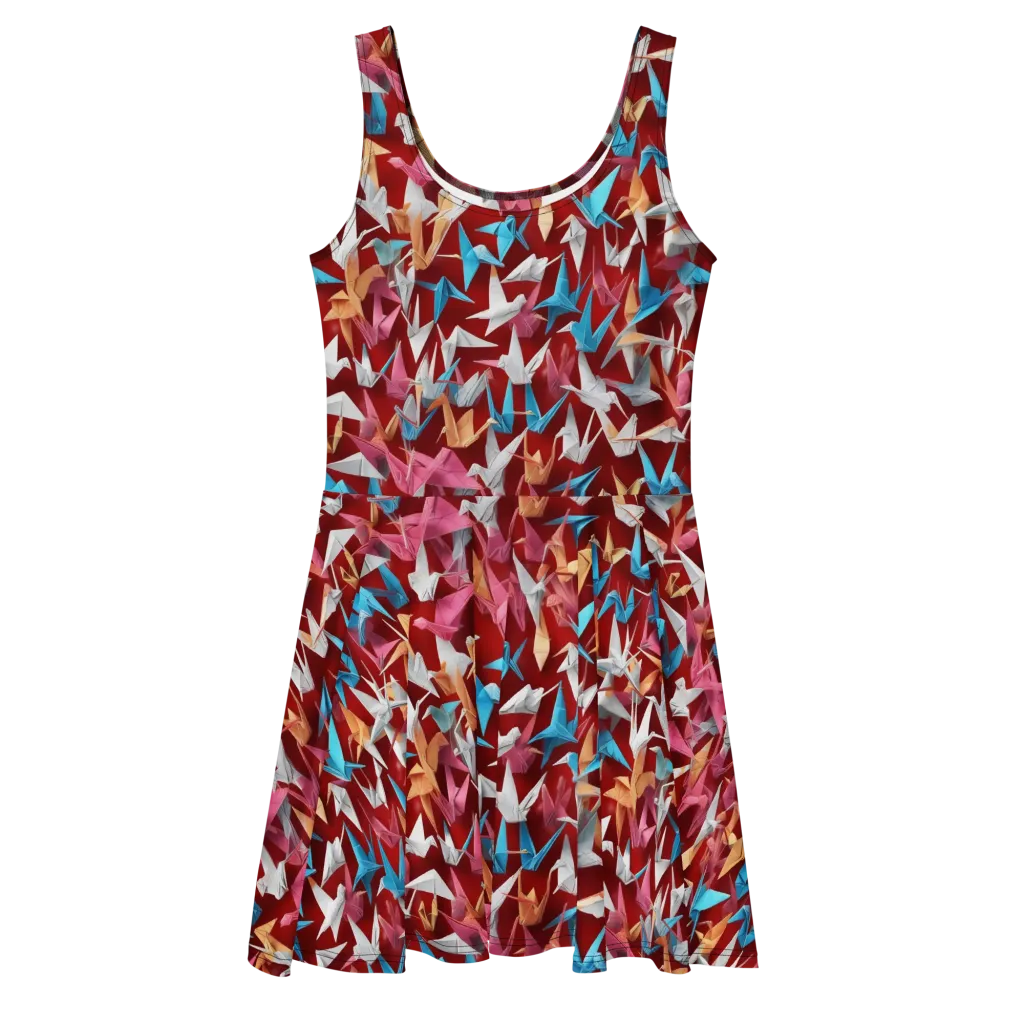 Crane Cascade on Skater Dress — Front
