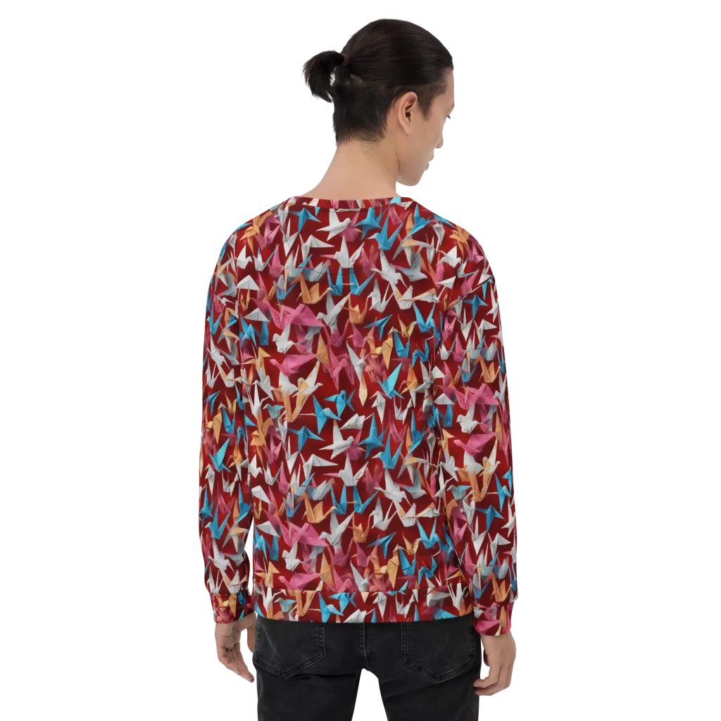 Crane Cascade on Sweatshirt — Back