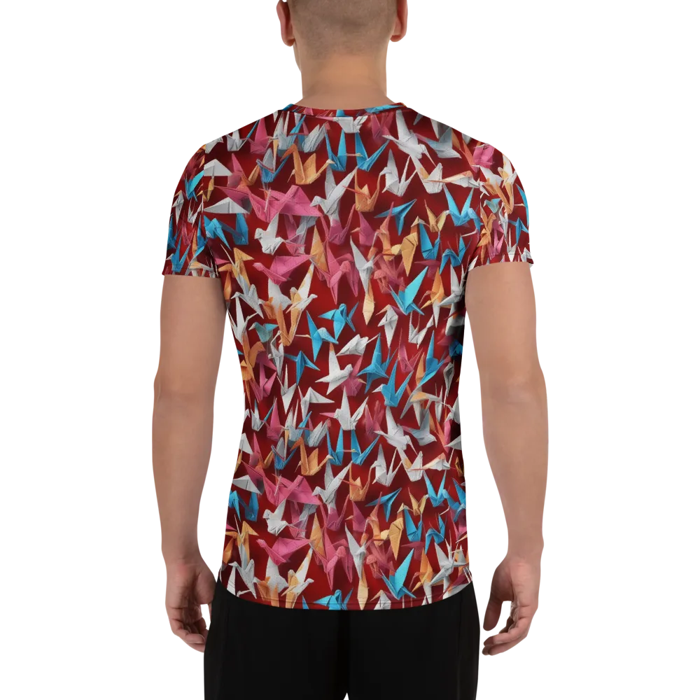 Crane Cascade on Men's Athletic T-Shirt — Back
