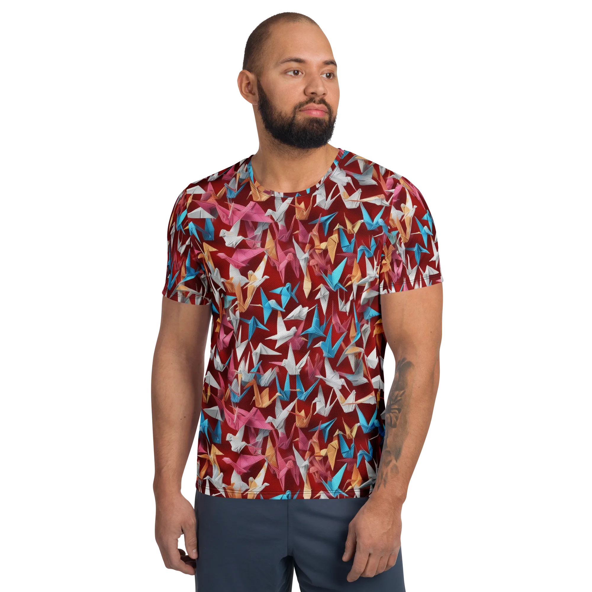 Crane Cascade on Men's Athletic T-Shirt — Front