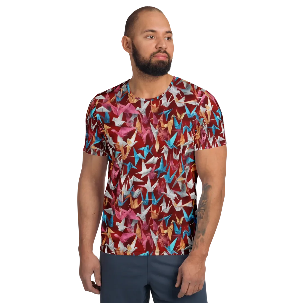 Crane Cascade on Men's Athletic T-Shirt — Front