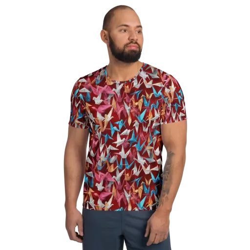 Crane Cascade on a Men's Athletic T-Shirt