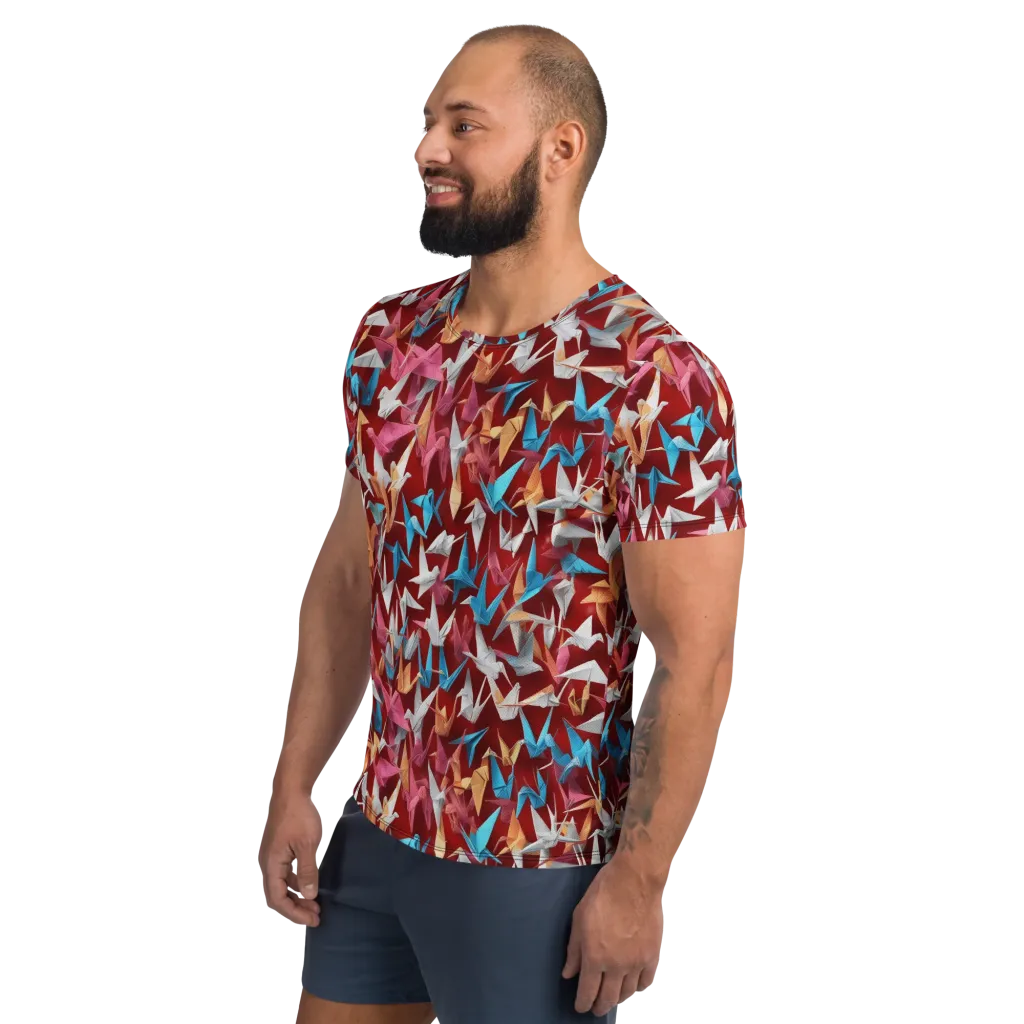 Crane Cascade on Men's Athletic T-Shirt — Left
