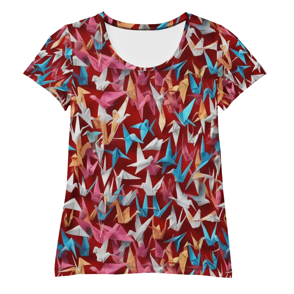 Crane Cascade on Women's Athletic T-Shirt — Front