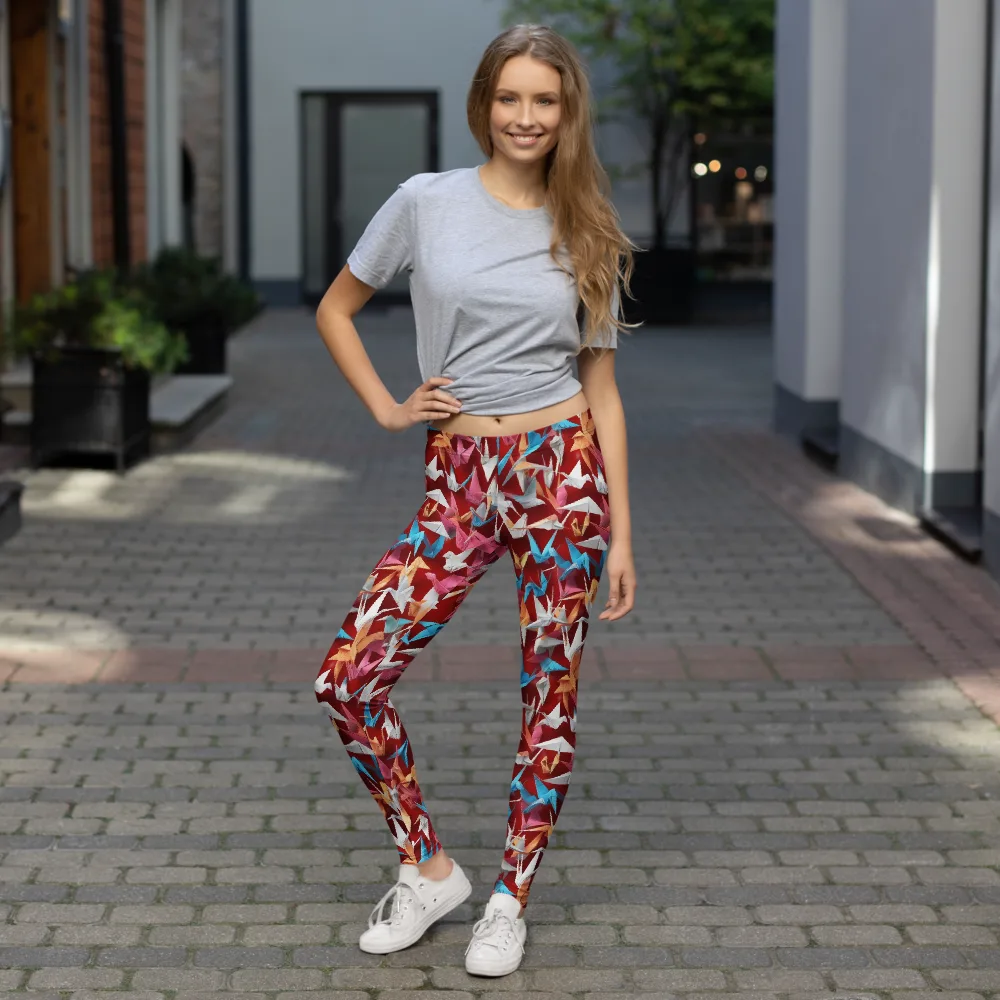 Crane Cascade on Leggings — Front