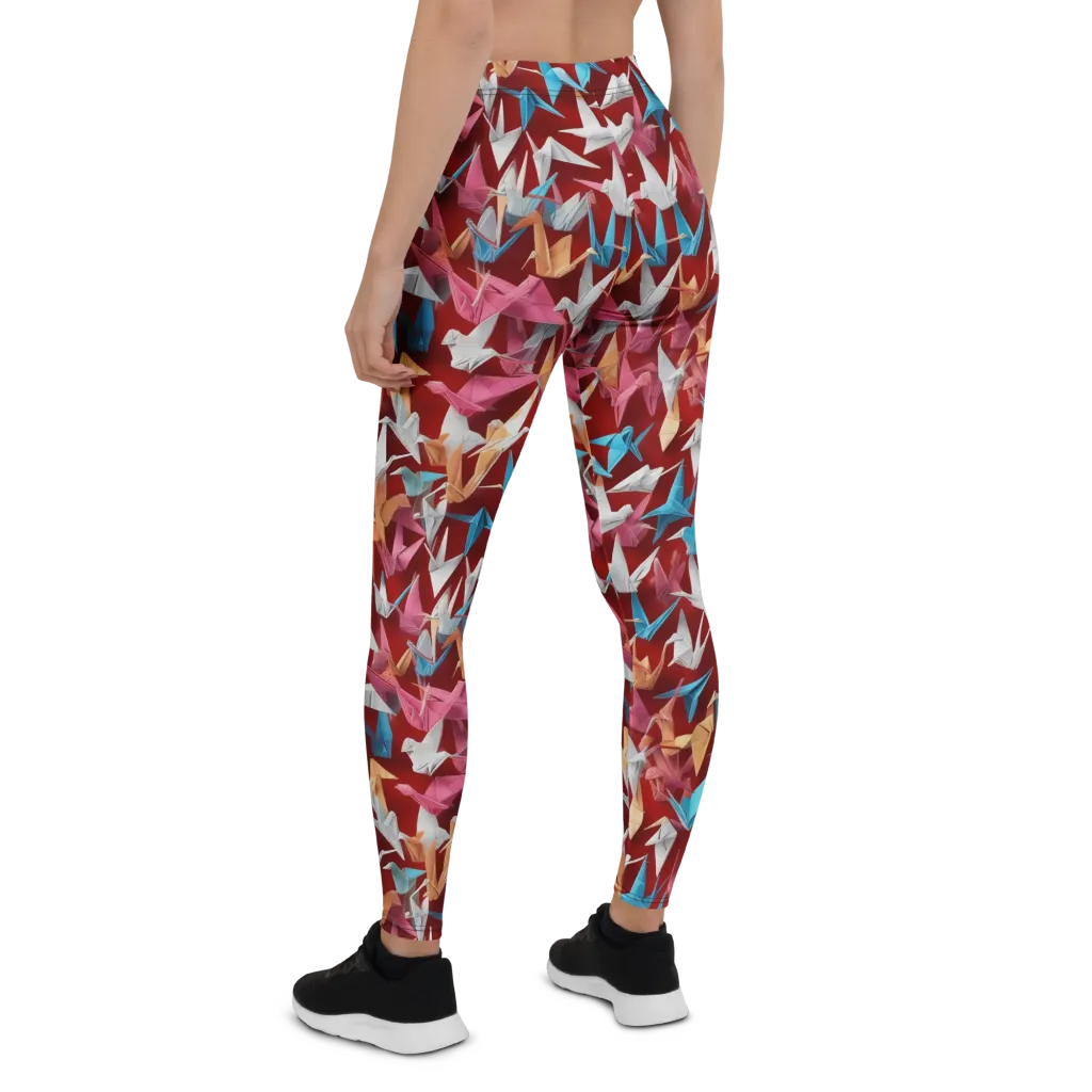 Crane Cascade on Leggings — Back