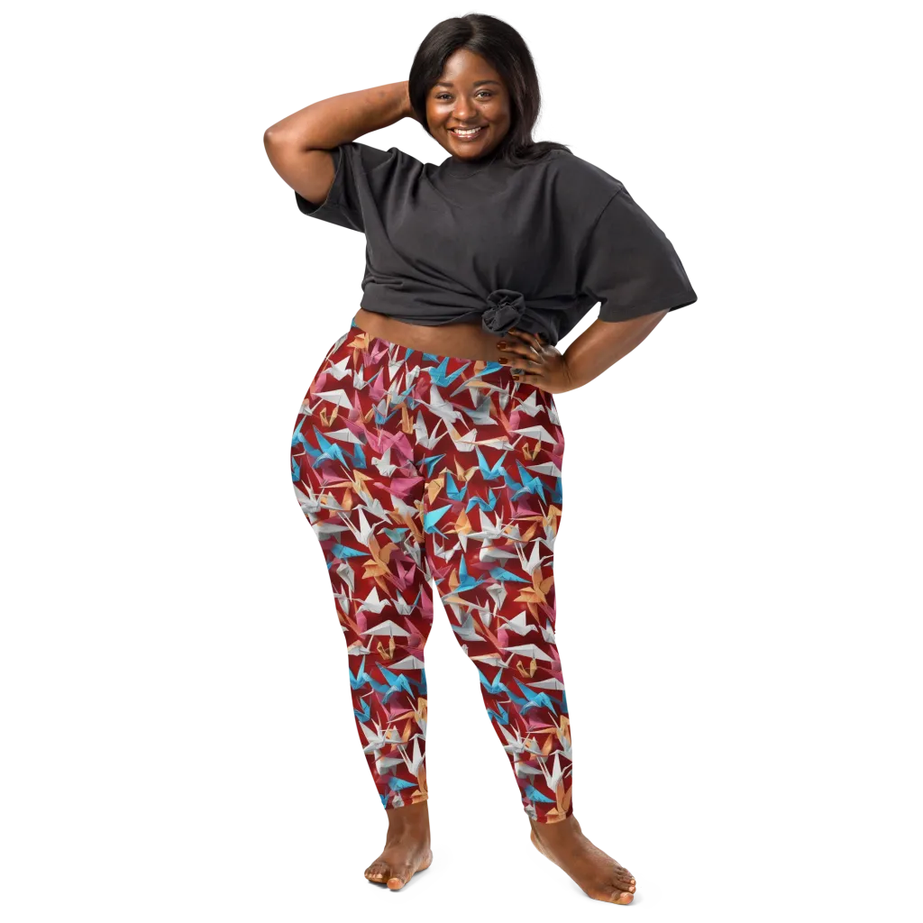 Crane Cascade on Leggings — Front