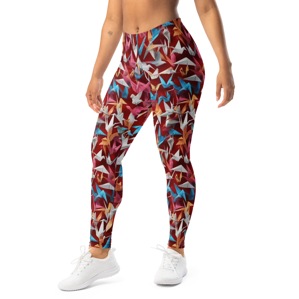 Crane Cascade on Leggings — Left Front