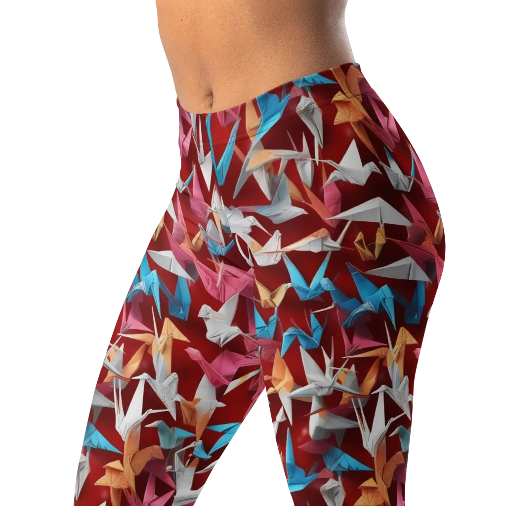Crane Cascade on Leggings — Left Front