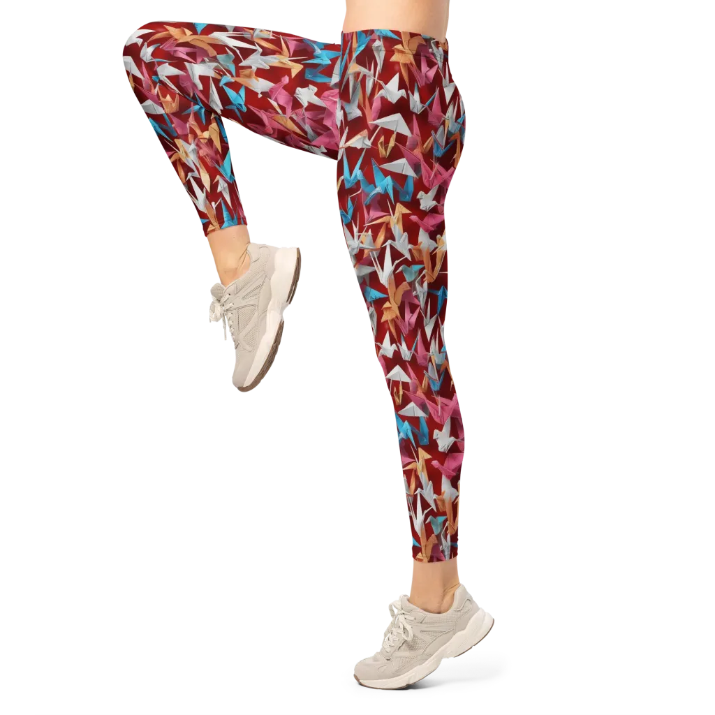 Crane Cascade on Leggings — Left