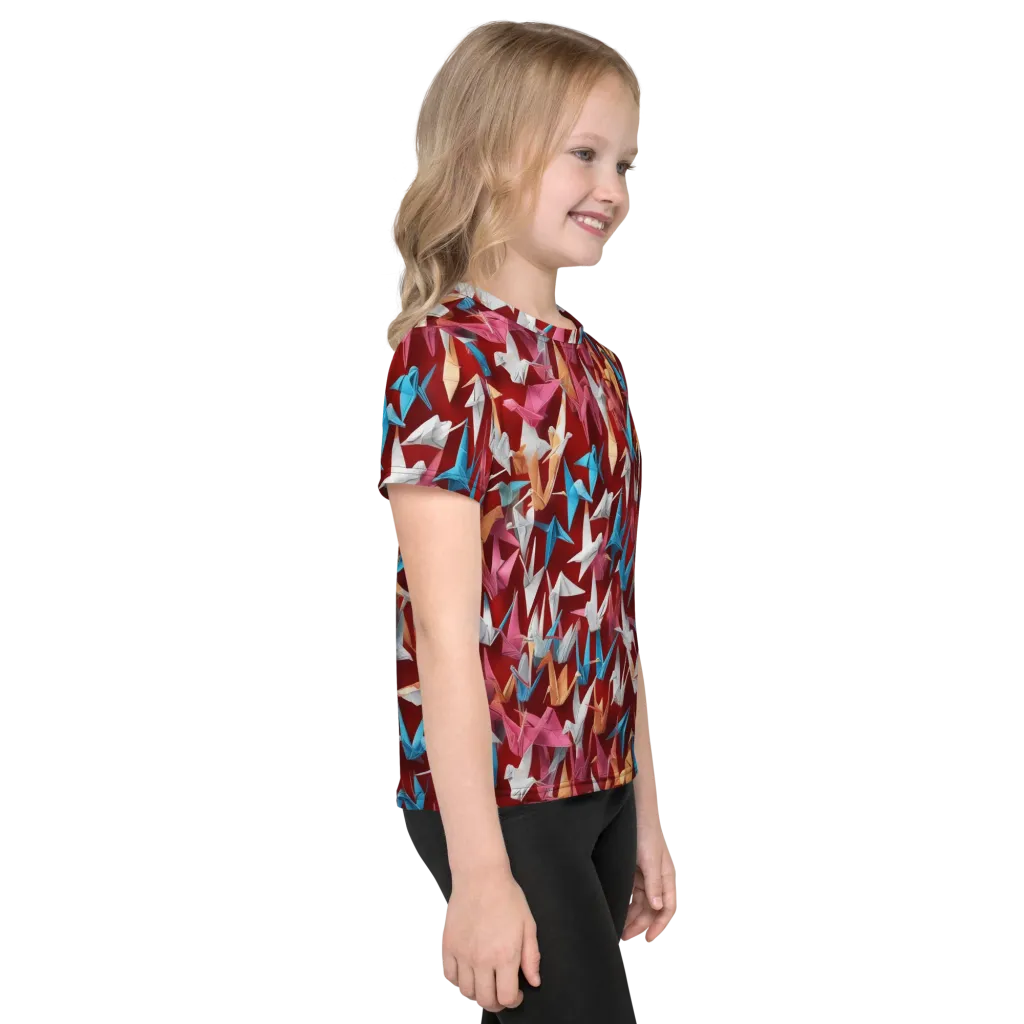 Crane Cascade on Kids Crew Neck T-Shirt — Right