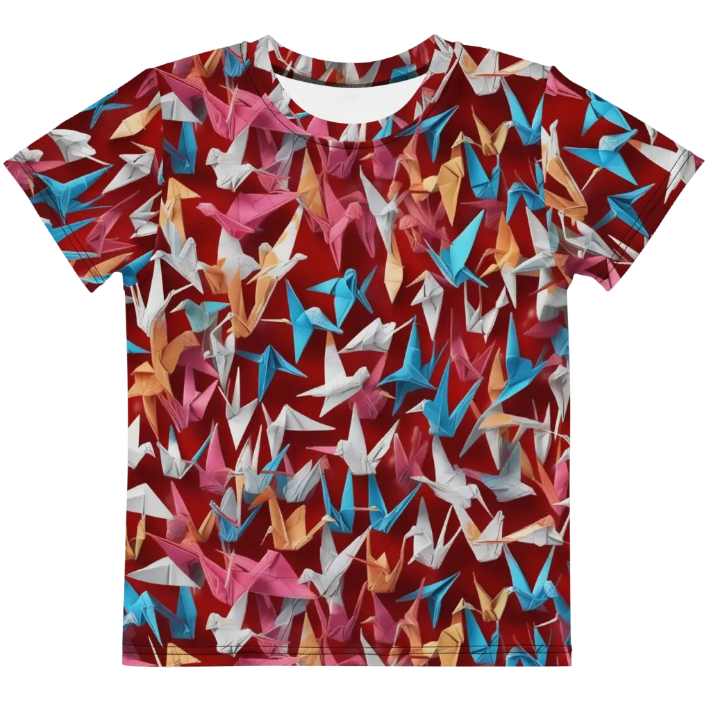 Crane Cascade on Kids Crew Neck T-Shirt — Front