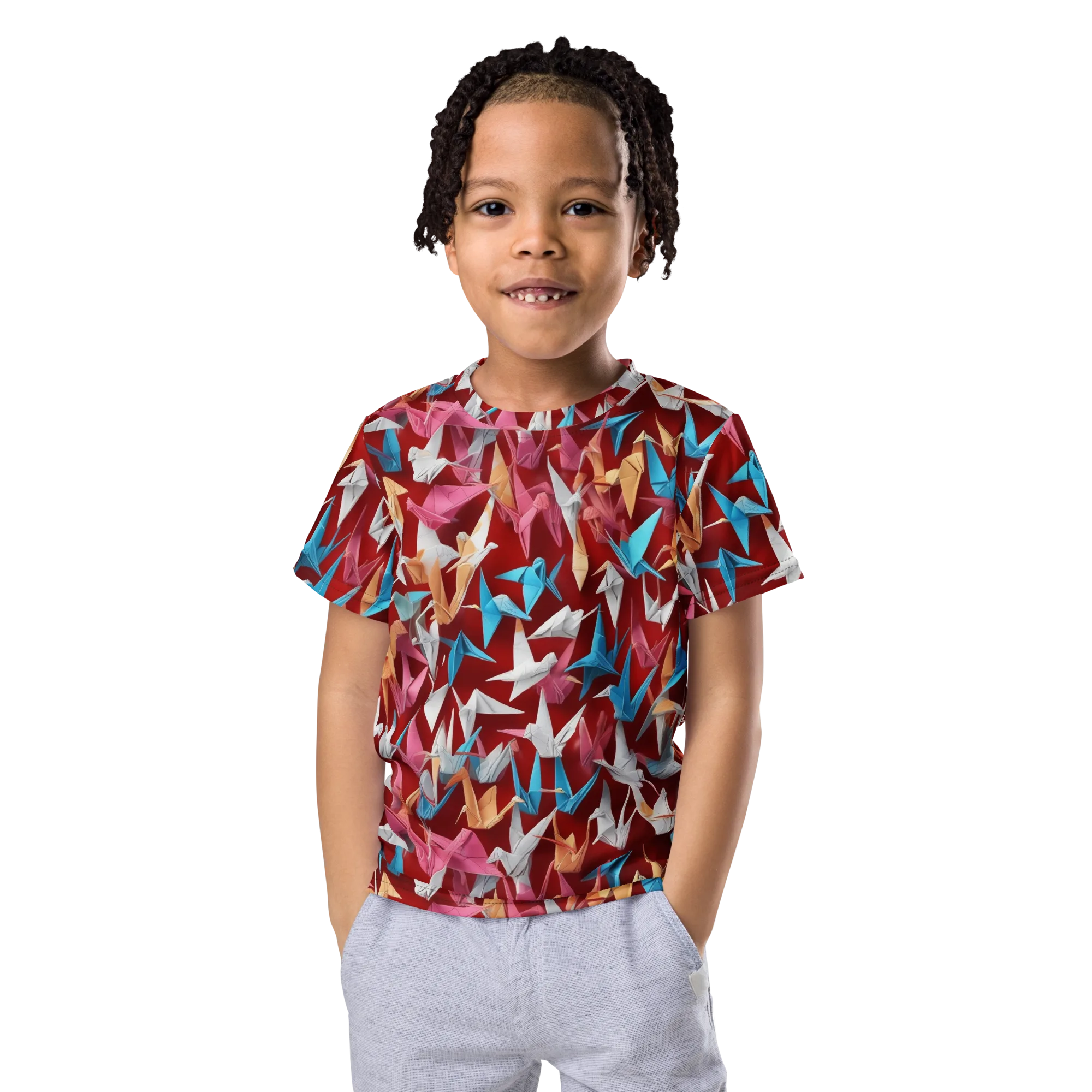 Crane Cascade on Kids Crew Neck T-Shirt — Front