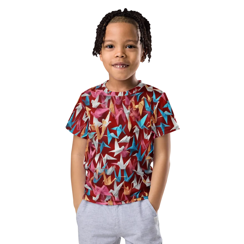 Crane Cascade on Kids Crew Neck T-Shirt — Front