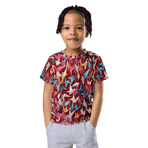 Crane Cascade on a Kids Crew Neck T-Shirt