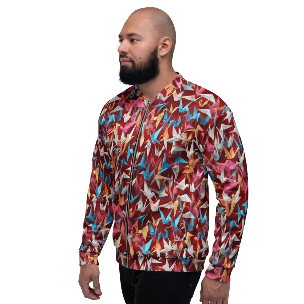 Crane Cascade on Bomber Jacket — Left