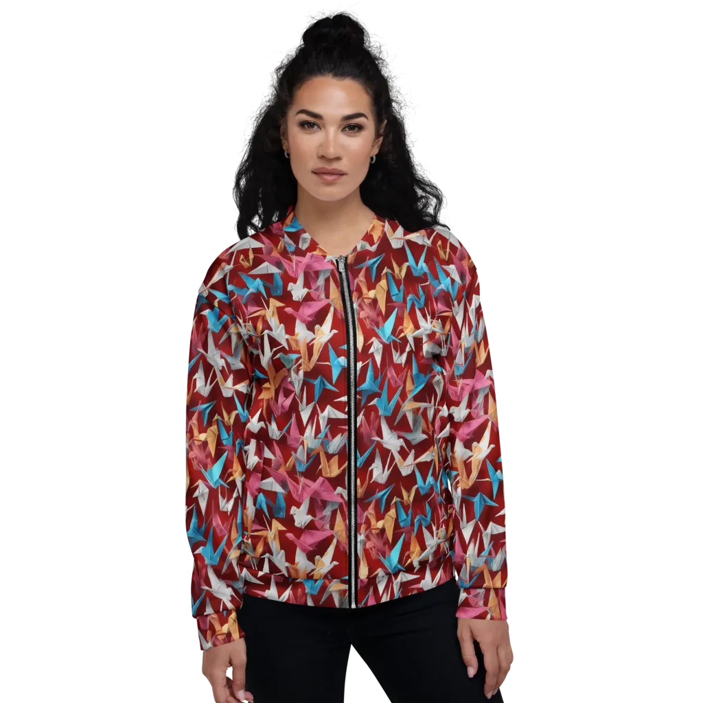 Crane Cascade on Bomber Jacket — Front