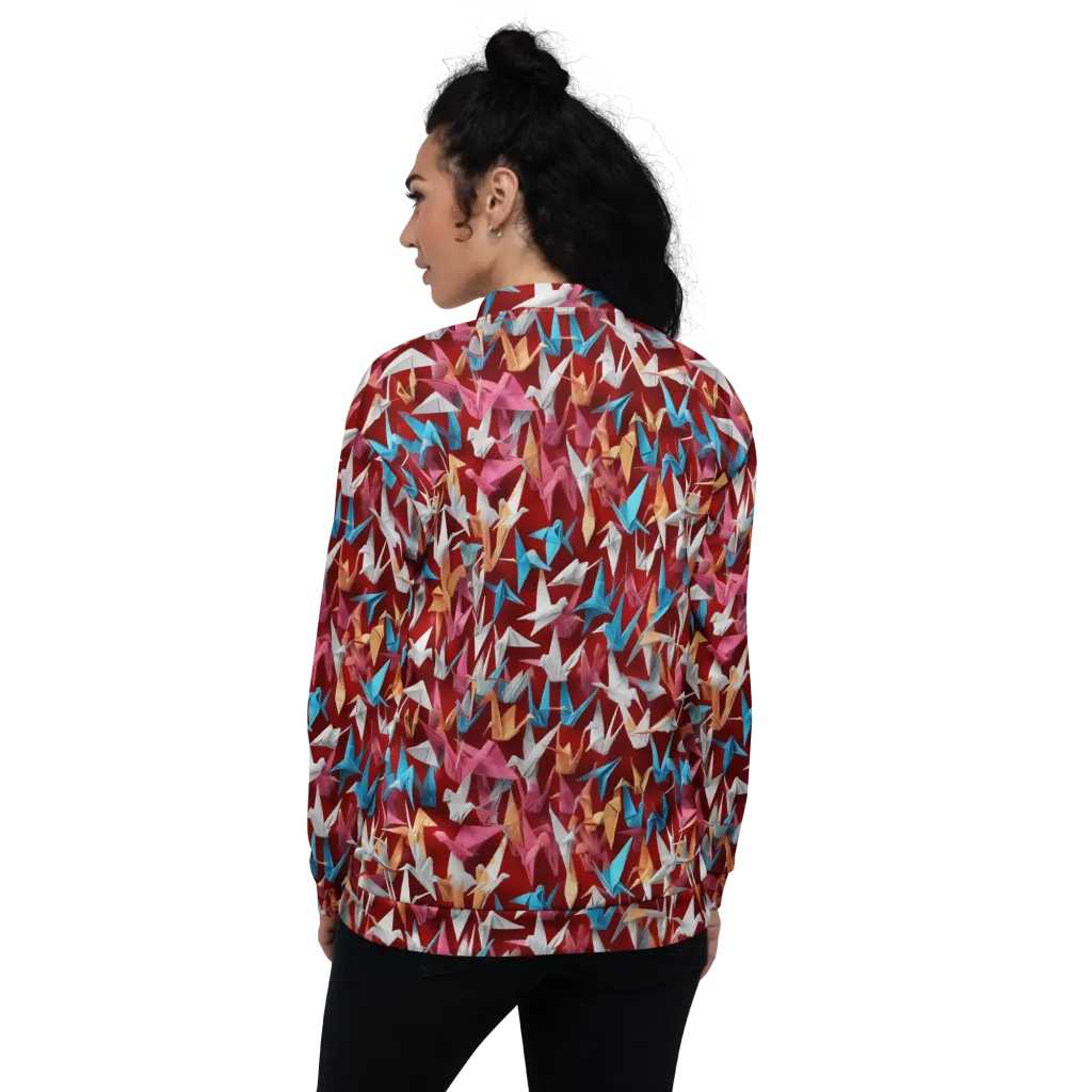 Crane Cascade on Bomber Jacket — Back