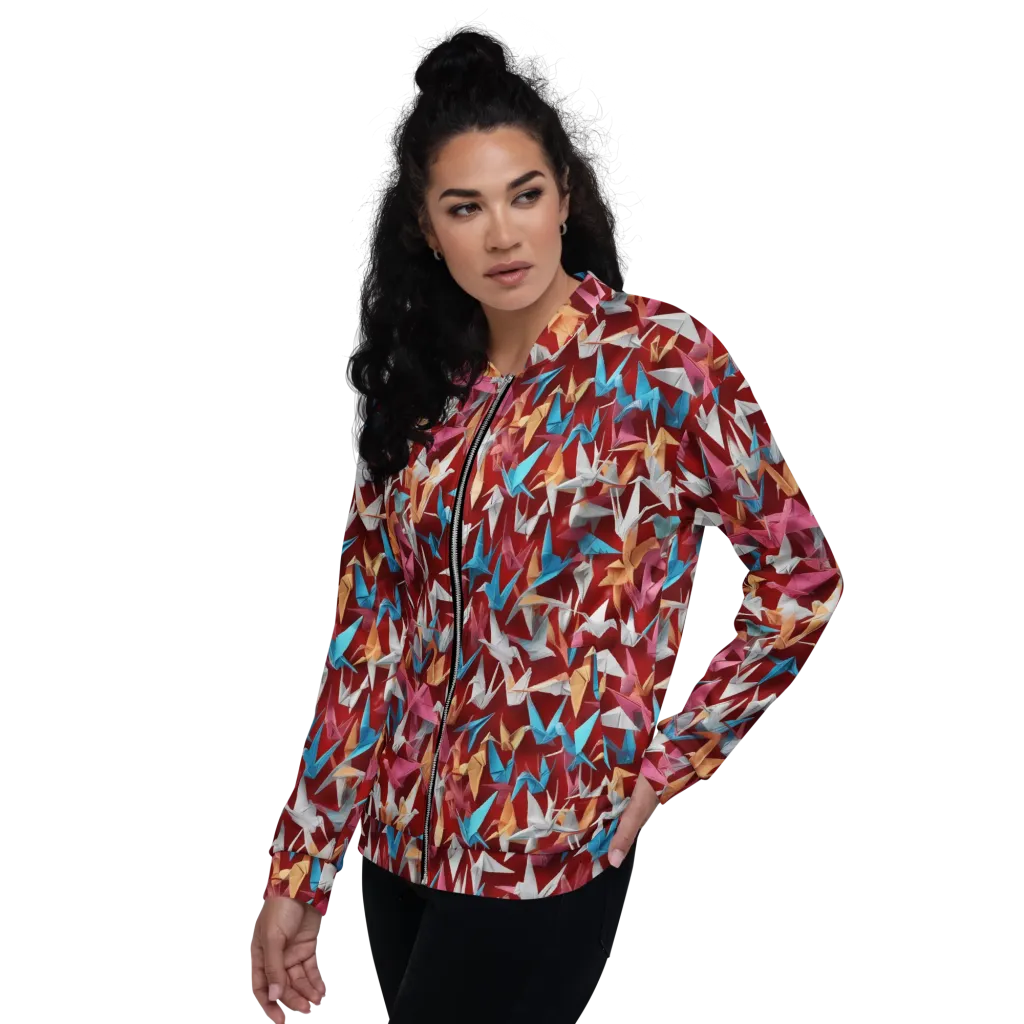 Crane Cascade on Bomber Jacket — Left