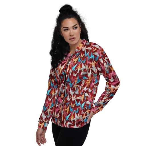 Crane Cascade on a Bomber Jacket