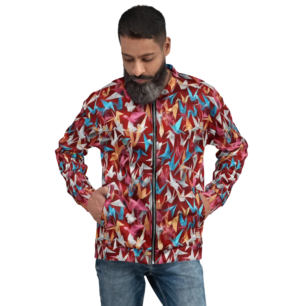 Crane Cascade on Bomber Jacket — Front
