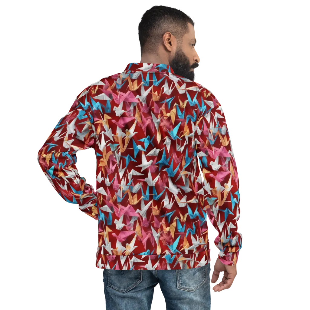 Crane Cascade on Bomber Jacket — Back