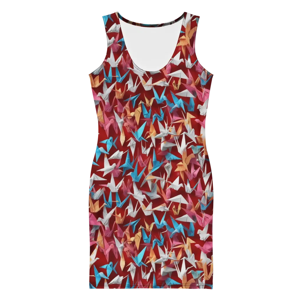 Crane Cascade on Bodycon Dress — Front