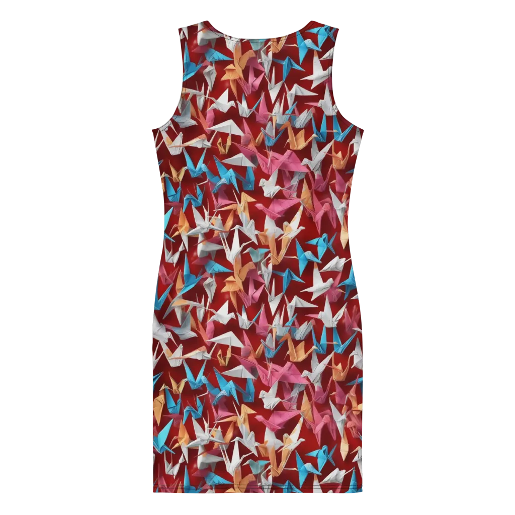 Crane Cascade on Bodycon Dress — Back