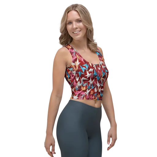 Crane Cascade on a Crop Top