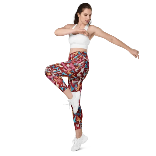 Crane Cascade on a Leggings with Pockets