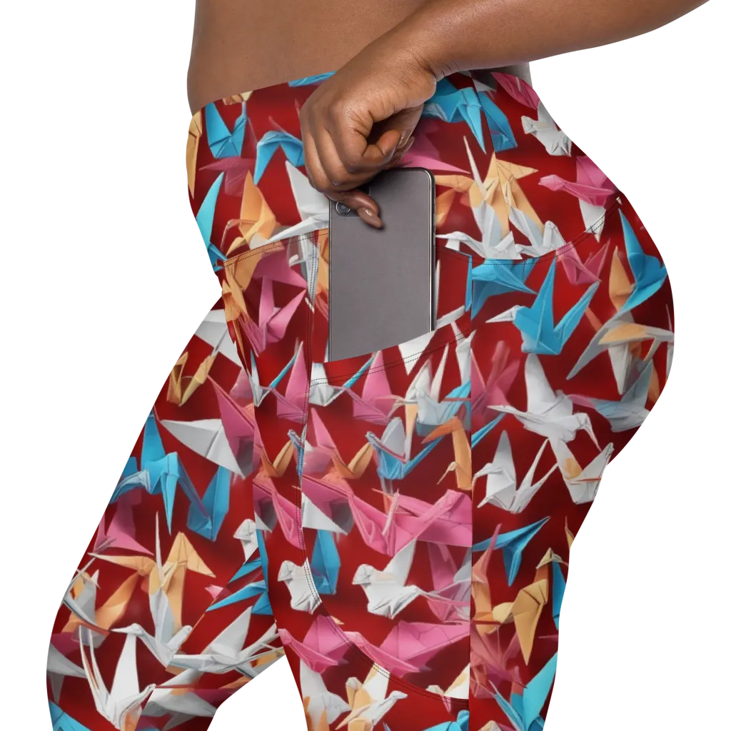 Crane Cascade on Leggings with Pockets — Product details 2