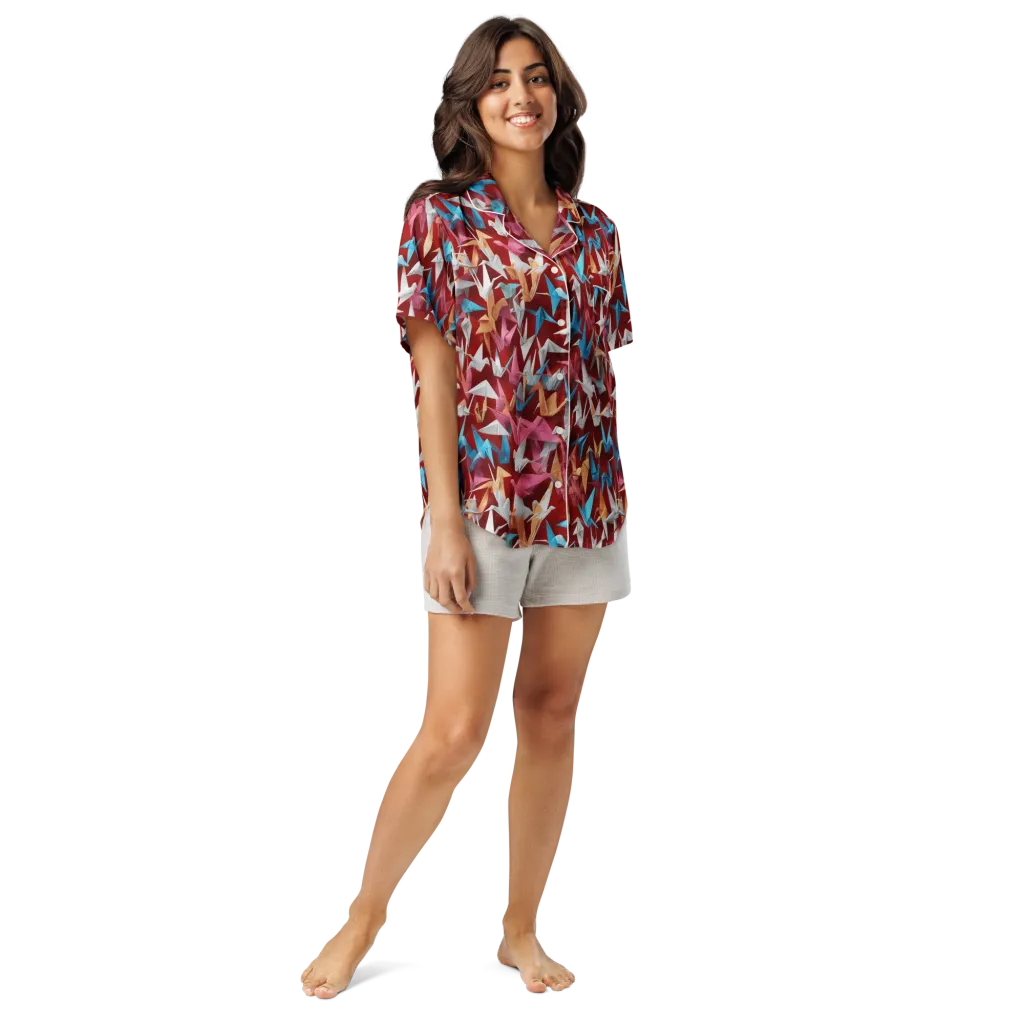 Crane Cascade on Women's Short Sleeve Pajama Top — Front