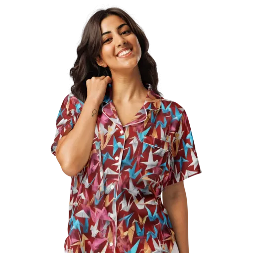 Crane Cascade on a Women's Short Sleeve Pajama Top