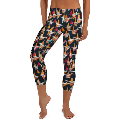 Origami Flight on a Capri Leggings