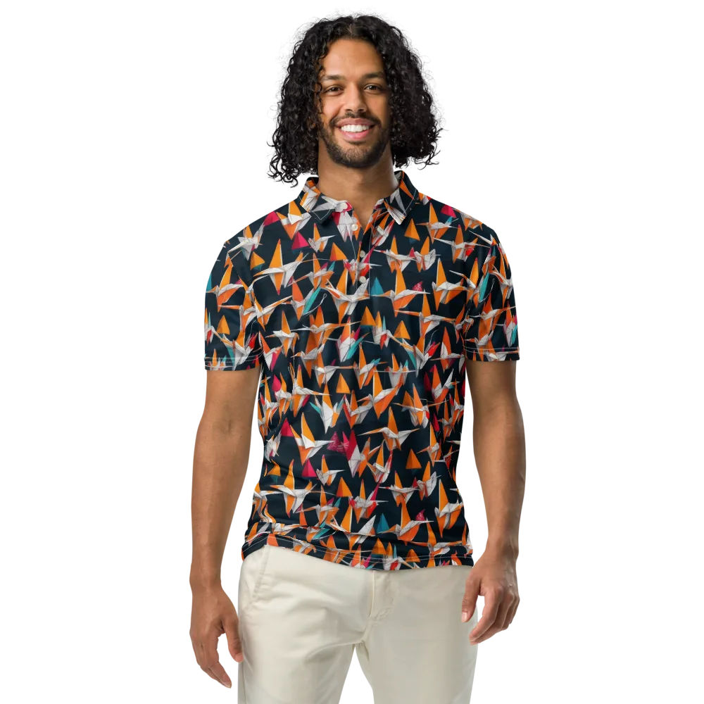 Origami Flight on Men's Slim Fit Polo Shirt — Front